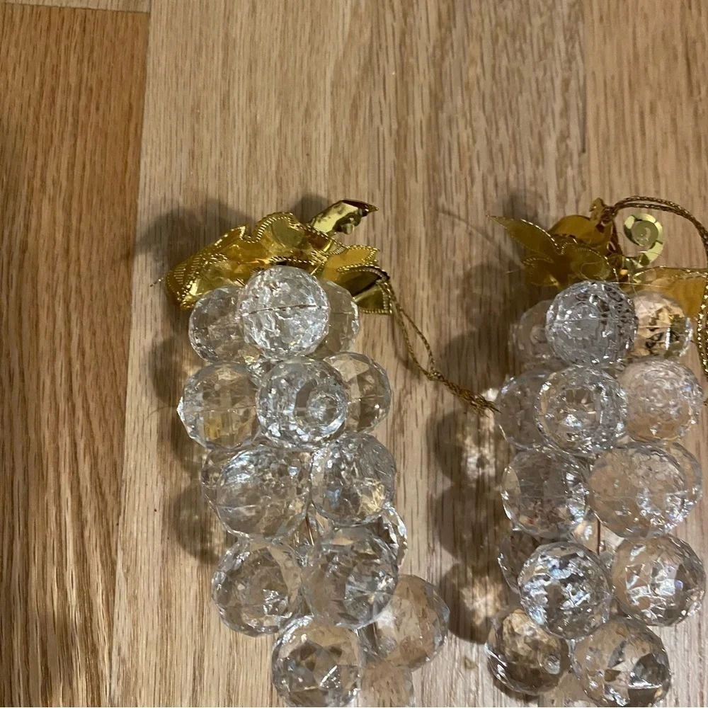 Vintage Clear Grape Ornament Bundle Lot Leaf Plastic Ball Christmas